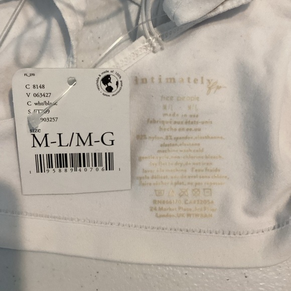 Free People Intimately White Strappy Back Bralette Crop Top Size M/L - Picture 8 of 8